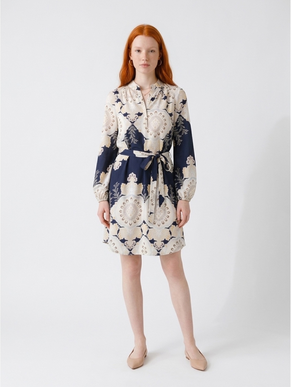 Vince Camuto Women's Paisley Print Belted Shirt Dress Size 6